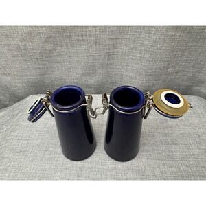 Vintage Winsome Cobalt Blue salt and pepper shakers Ceramic Canister style